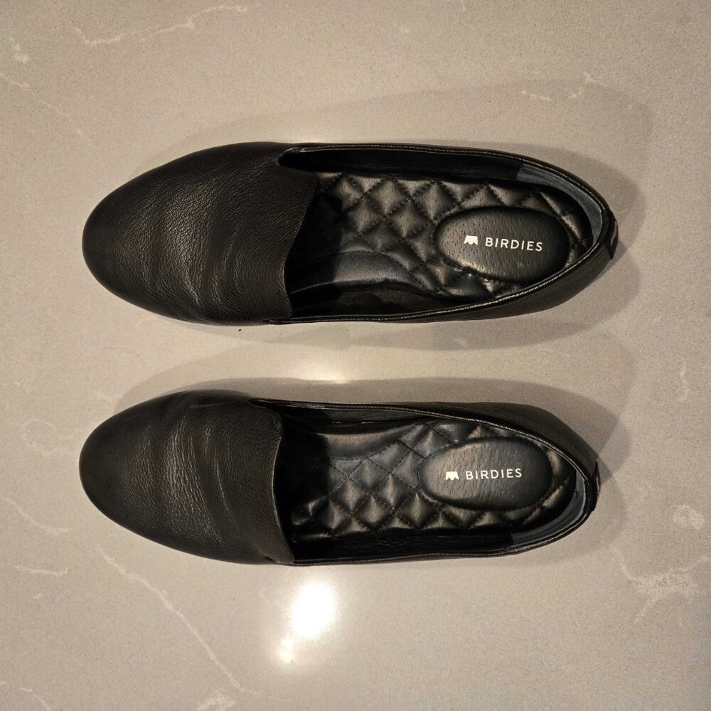 EUC Birdies Starling Black Leather Flat - Size 8